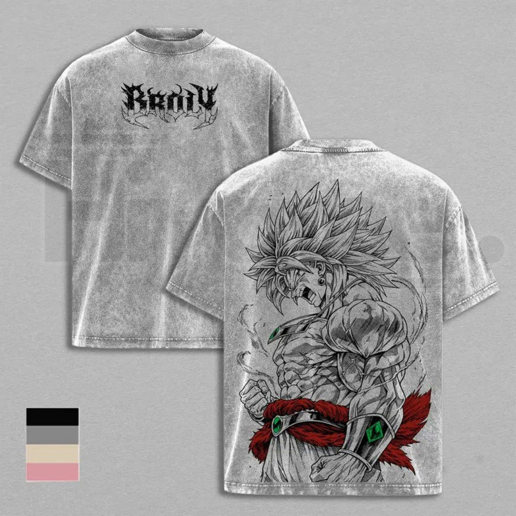 Legendary Saiyan Vintage Washed T-Shirt – Oversized Heavyweight Cotton Anime Graphic Tee