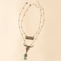 Myra Twin Horn Layered Necklace in Turquoise