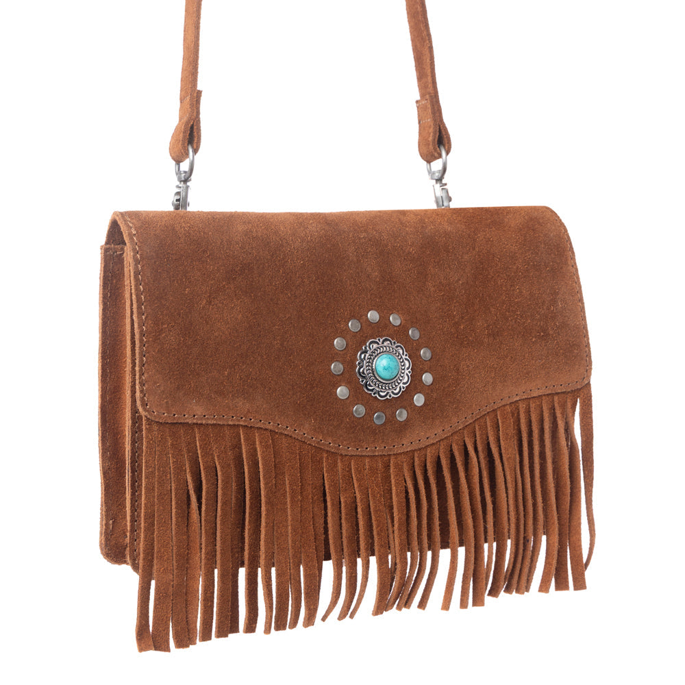 Myra Yellowstone Highland Range Suede Leather Belt Bag in Desert Tan