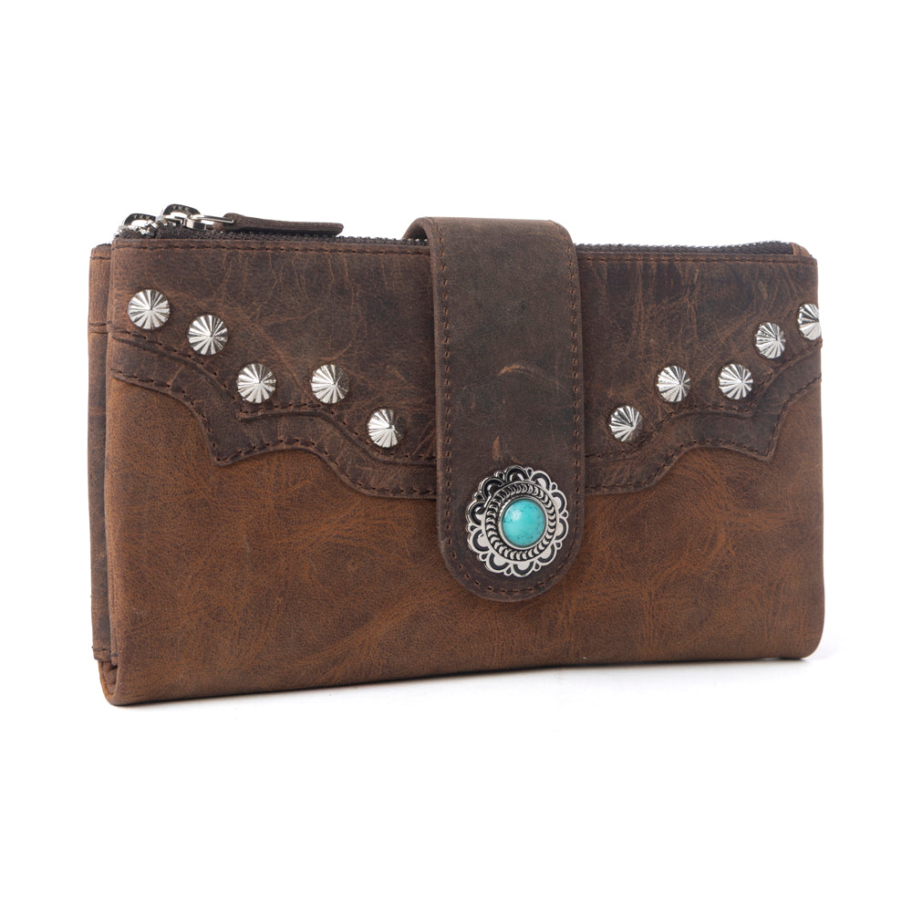 Myra Iron Hill Concho Leather Women’s Wallet in Ochre Veil