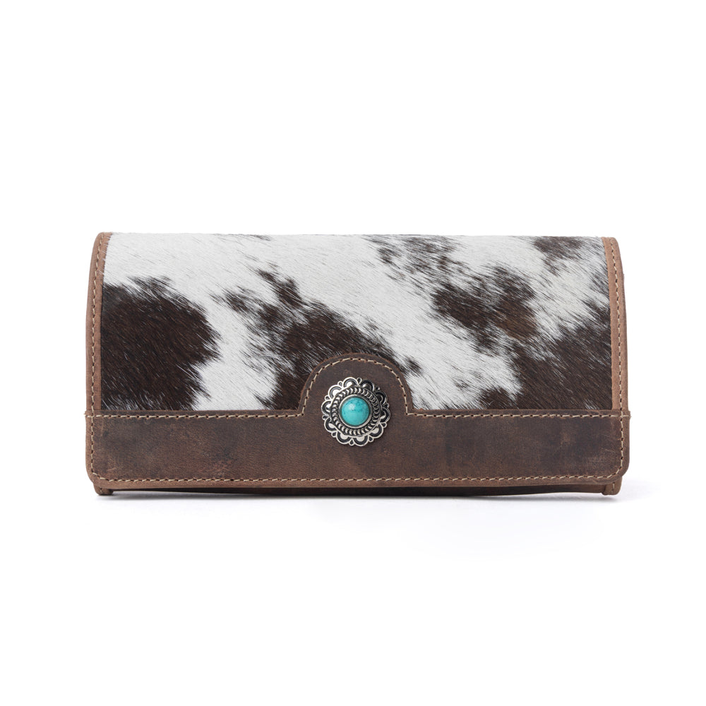 Myra Rustwood Concho Leather Women’s Wallet in Charcoal Cream