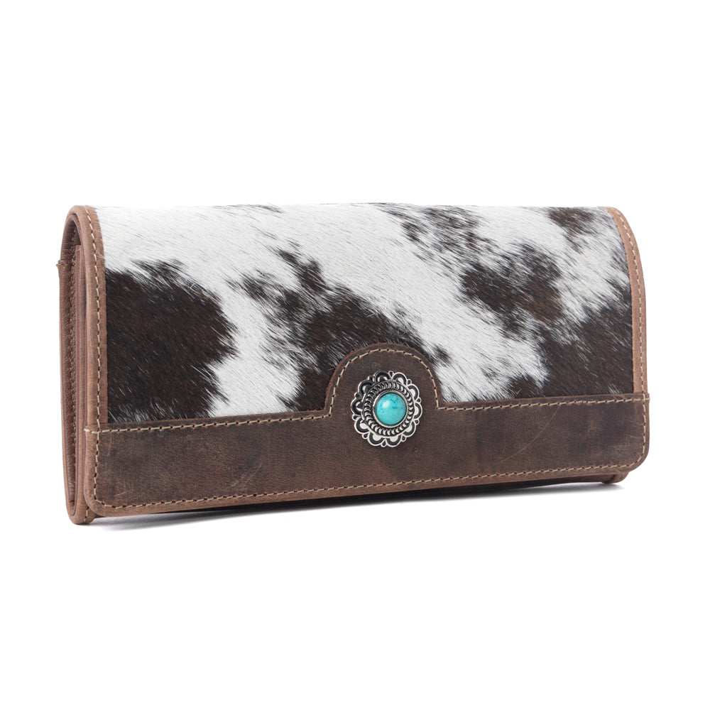 Myra Rustwood Concho Leather Women’s Wallet in Charcoal Cream