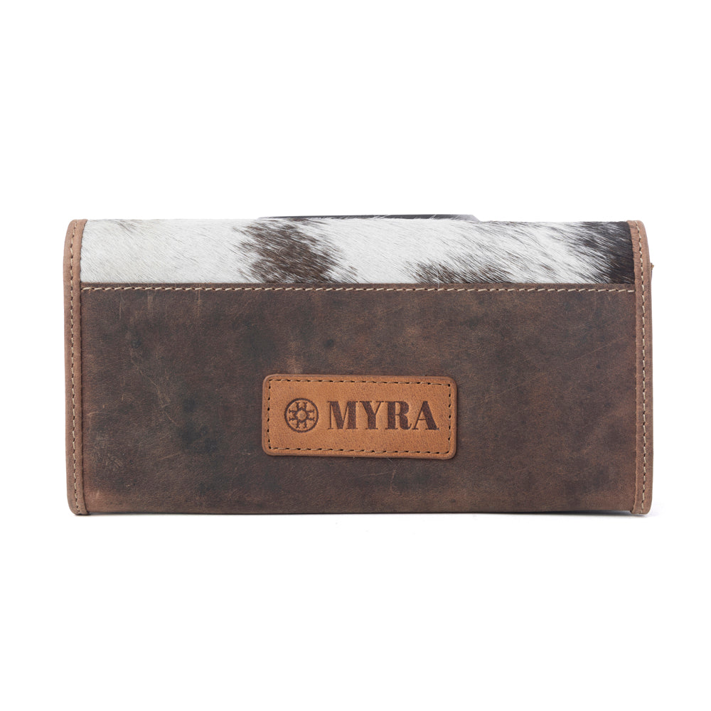 Myra Rustwood Concho Leather Women’s Wallet in Charcoal Cream