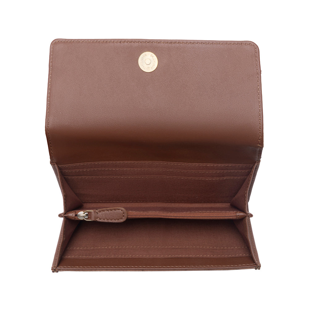 Myra Rustwood Concho Leather Women’s Wallet in Charcoal Cream