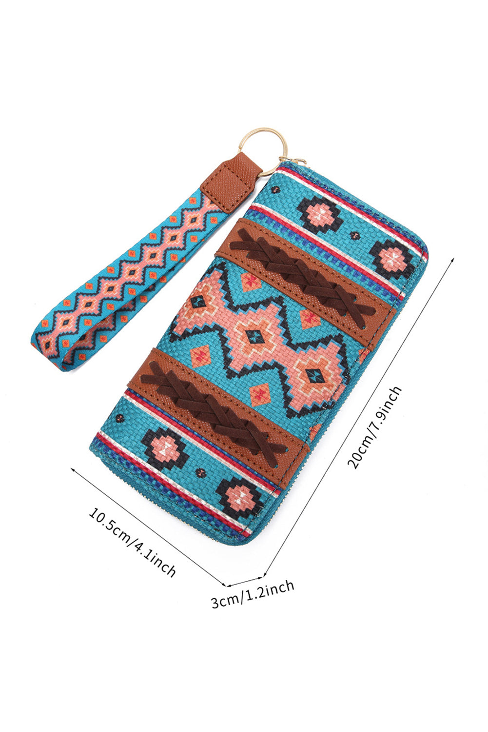 White Western Aztec Print PU Leather Wristlet Wallet